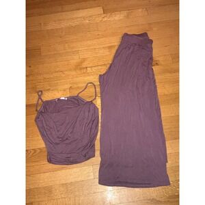 Lalavon Women's 2-Piece Tank Top & Wide Leg Pants Lounge Set Small Purple